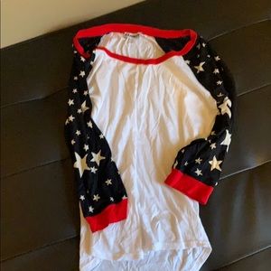 3/4 Sleeve Baseball T with Star Sleeves